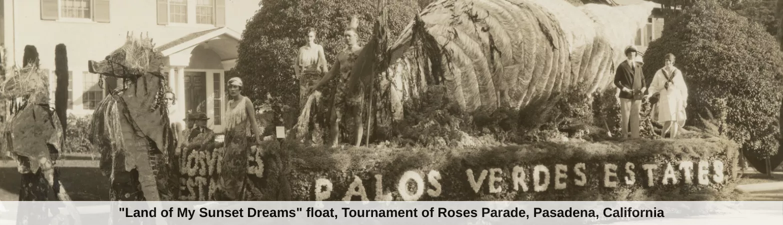 "Land of My Sunset Dreams" float, Tournament of Roses Parade, Pasadena, California